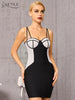 Adyce 2023 Summer Patchwork Bodycon Bandage Dress Sexy Spaghetti Strap Sleeveless Club Celebrity Evening Party Dress Vestido