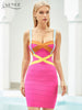 Adyce 2023 Summer Patchwork Bodycon Bandage Dress Sexy Spaghetti Strap Sleeveless Club Celebrity Evening Party Dress Vestido