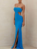 Adyce 2023 Summer Strapless Hollow Out Bodycon Bandage Dress Sexy Women Sleeveless Blue Club Celebrity Runway Party Dresses