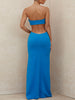 Adyce 2023 Summer Strapless Hollow Out Bodycon Bandage Dress Sexy Women Sleeveless Blue Club Celebrity Runway Party Dresses
