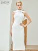 Adyce 2023 Summer White Bodycon Bandage Dress Women Sexy Sleeveless Halter Bow Midi Celebrity Runway Party Dresses Vestidos