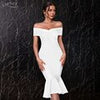 Adyce 2023 Summer White Off Shoulder Women Bodycon Bandage Dress Sexy Short Sleeve Celebrity Evening Runway Club Party Dress