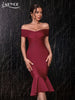 Adyce 2023 Summer White Off Shoulder Women Bodycon Bandage Dress Sexy Short Sleeve Celebrity Evening Runway Club Party Dress