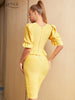 Adyce 2023 Summer Women Bandage Dress Sexy Short Puff Sleeve Elegant Ruffles Evening Club Celebrity Party Midi Bodycon Dress