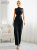 Adyce 2023 Summer Women Black Hollow Out Bandage Jumpsuits Sexy Sleeveless & Long Pants Elegant Out Wear Rompers Jumpsuits