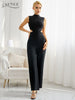 Adyce 2023 Summer Women Black Hollow Out Bandage Jumpsuits Sexy Sleeveless & Long Pants Elegant Out Wear Rompers Jumpsuits