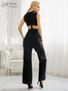 Adyce 2023 Summer Women Black Hollow Out Bandage Jumpsuits Sexy Sleeveless & Long Pants Elegant Out Wear Rompers Jumpsuits
