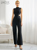 Adyce 2023 Summer Women Black Hollow Out Bandage Jumpsuits Sexy Sleeveless & Long Pants Elegant Out Wear Rompers Jumpsuits