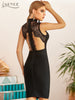 Adyce 2023 Summer Women Black Lace Bandage Dress Sexy White Backless Hollow Out Midi Celebrity Evening Runway Party Dresses