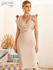 Adyce 2023 Summer Women Black Ruffles Bandage Dress Sexy Sleeveless Sash V Neck Celebrity Evening Runway Party Bodycon Dress