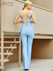 Adyce 2023 Summer Women Blue Bandage 2 Two Pieces Sets Sleeveless Tops& Full Pants Club Celebrity Runway Party Casual Sets