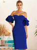 Adyce 2023 Summer Women Blue Off Shoulder Bodycon Bandage Dress Sexy Butterfly Short Sleeve Celebrity Runway Party Dress