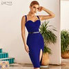 Adyce 2023 Summer Women Elegant Black Bodycon Bandage Dress Sexy Spaghetti Strap Midi Blue Club Celebrity Runway Party Dress