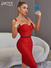 Adyce 2023 Summer Women Elegant Black Bodycon Bandage Dress Sexy Spaghetti Strap Midi Blue Club Celebrity Runway Party Dress