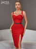 Adyce 2023 Summer Women Elegant Black Bodycon Bandage Dress Sexy Spaghetti Strap Midi Blue Club Celebrity Runway Party Dress