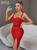 Adyce 2023 Summer Women Elegant Black Bodycon Bandage Dress Sexy Spaghetti Strap Midi Blue Club Celebrity Runway Party Dress