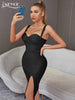 Adyce 2023 Summer Women Elegant Black Bodycon Bandage Dress Sexy Spaghetti Strap Midi Blue Club Celebrity Runway Party Dress