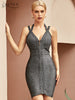 Adyce 2023 Summer Women Front Zipper Bodycon Party Bandage Dress Sexy V Neck Backless Celebrity Evening Runway Club Dresses