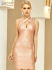 Adyce 2023 Summer Women Gold Tank Sleeveless Mini Bodycon Bandage Dress Sexy Hollow Out Club Celebrity Runway Party Dresses