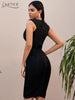 Adyce 2023 Summer Women Green Black V Neck Sleeveless Bodycon Club Bandage Dress Sexy Tank Celebrity Runway Party Lady Dress