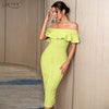 Adyce 2023 Summer Women Green Off Shoulder Bandage Dress Sexy Short Sleeve Midi Club Celebrity Evening Runway Party Dresses