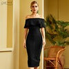 Adyce 2023 Summer Women Green Off Shoulder Bandage Dress Sexy Short Sleeve Midi Club Celebrity Evening Runway Party Dresses