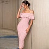 Adyce 2023 Summer Women Green Off Shoulder Bandage Dress Sexy Short Sleeve Midi Club Celebrity Evening Runway Party Dresses