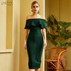 Adyce 2023 Summer Women Green Off Shoulder Bandage Dress Sexy Short Sleeve Midi Club Celebrity Evening Runway Party Dresses