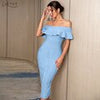 Adyce 2023 Summer Women Green Off Shoulder Bandage Dress Sexy Short Sleeve Midi Club Celebrity Evening Runway Party Dresses