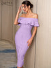 Adyce 2023 Summer Women Green Off Shoulder Bandage Dress Sexy Short Sleeve Midi Club Celebrity Evening Runway Party Dresses