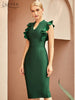 Adyce 2023 Summer Women Green Ruffles Midi Bodycon Bandage Dress Sexy V Neck Sleeveless Evening Club Party Lady Wrap Dresses