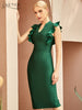 Adyce 2023 Summer Women Green Ruffles Midi Bodycon Bandage Dress Sexy V Neck Sleeveless Evening Club Party Lady Wrap Dresses