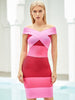 Adyce 2023 Summer Women Off Shoulder Bodycon Bandage Dress Sexy Patchwork Elegant Celebrity Evening Runway Party Lady Dress