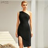 Adyce 2023 Summer Women One Shoulder Bodycon Bandage Dress Sexy Sleeveless Black Midi Celebrity Evening Runway Party Dresses