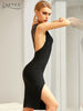 Adyce 2023 Summer Women One Shoulder Bodycon Bandage Dress Sexy Sleeveless Black Midi Celebrity Evening Runway Party Dresses