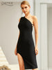 Adyce 2023 Summer Women One Shoulder Bodycon Bandage Dress Sexy Sleeveless Black Midi Celebrity Evening Runway Party Dresses