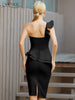 Adyce 2023 Summer Women One Shoulder Bodycon Bandage Dress Sexy White Ruffles Hollow Out Club Celebrity Runway Party Dresses