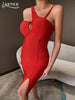 Adyce 2023 Summer Women Red Sleeveless Bodycon Bandage Dress Sexy Hollow Out Lady Knee Length Midi Evening Club Party Dress