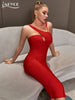 Adyce 2023 Summer Women Red Sleeveless Bodycon Bandage Dress Sexy Hollow Out Lady Knee Length Midi Evening Club Party Dress
