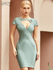 Adyce 2023 Summer Women Short Sleeve Bodycon Bandage Dress Sexy Hollow Out Evening Night Club Celebrity Runway Party Dresses