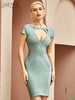 Adyce 2023 Summer Women Short Sleeve Bodycon Bandage Dress Sexy Hollow Out Evening Night Club Celebrity Runway Party Dresses