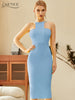 Adyce 2023 Summer Women Strapless Yellow Bodycon Bandage Dress Sexy Sleeveless Halter Celebrity Evening Runway Party Dresses