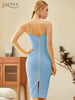 Adyce 2023 Summer Women Strapless Yellow Bodycon Bandage Dress Sexy Sleeveless Halter Celebrity Evening Runway Party Dresses