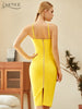 Adyce 2023 Summer Women Strapless Yellow Bodycon Bandage Dress Sexy Sleeveless Halter Celebrity Evening Runway Party Dresses