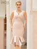 Adyce 2023 Summer Women Tank Sleeveless Ruffles Bodycon Bandage Dress Sexy V Neck Midi Club Celebrity Runway Party Dresses
