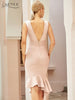 Adyce 2023 Summer Women Tank Sleeveless Ruffles Bodycon Bandage Dress Sexy V Neck Midi Club Celebrity Runway Party Dresses