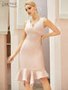 Adyce 2023 Summer Women Tank Sleeveless Ruffles Bodycon Bandage Dress Sexy V Neck Midi Club Celebrity Runway Party Dresses