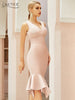 Adyce 2023 Summer Women Tank Sleeveless Ruffles Bodycon Bandage Dress Sexy V Neck Midi Club Celebrity Runway Party Dresses