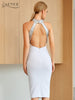 Adyce 2023 Summer Women White Club Bandage Dress Sexy Backless Sequined Celebrity Evening Runway Party Bodycon Dresses