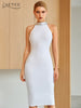 Adyce 2023 Summer Women White Club Bandage Dress Sexy Backless Sequined Celebrity Evening Runway Party Bodycon Dresses